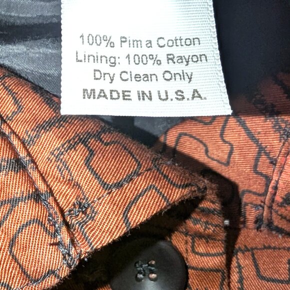 Peruvian Connection | Art-to-Wear Tribal Blazer Jacket Rust Orange Brown | Small - Picture 13 of 16